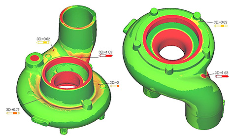 測定した3Dデータと設計データの比較